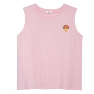 NEW bp. Nordstrom GRAPHIC MUSCLE TANK PINK OPAL MUSHROOMS 1x